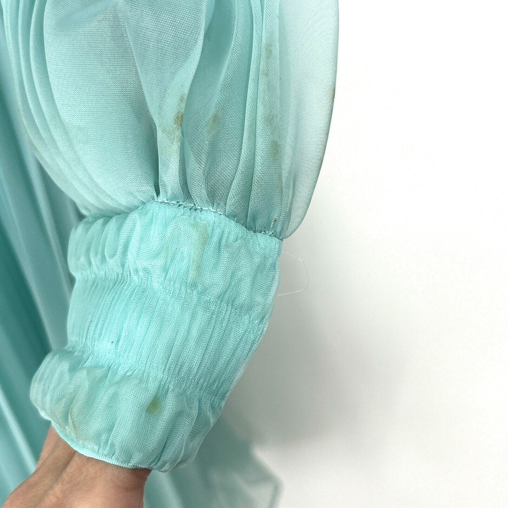 Vintage 1950's Montgomery Ward Aqua Chiffon Dress Gown 26" Waist Tags *READ* - Picture 12 of 16